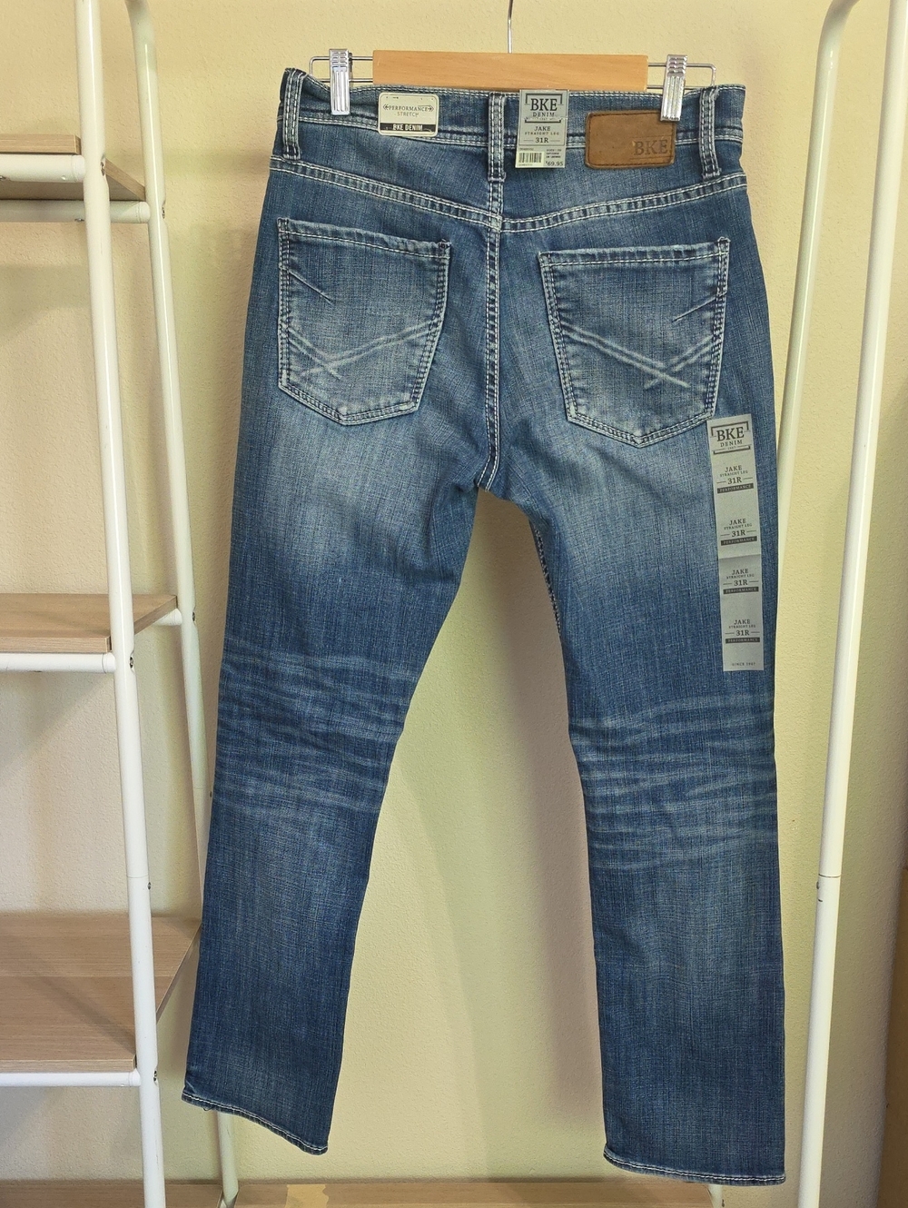 BKE Men Jeans Straight Blue Faded Wash